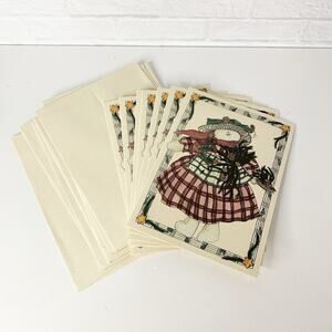 Vintage Saltbox Illustrations Deb Strain Snowman Snowlady Christmas Cards NOS